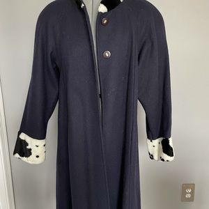 Cow print faux fur peacoat